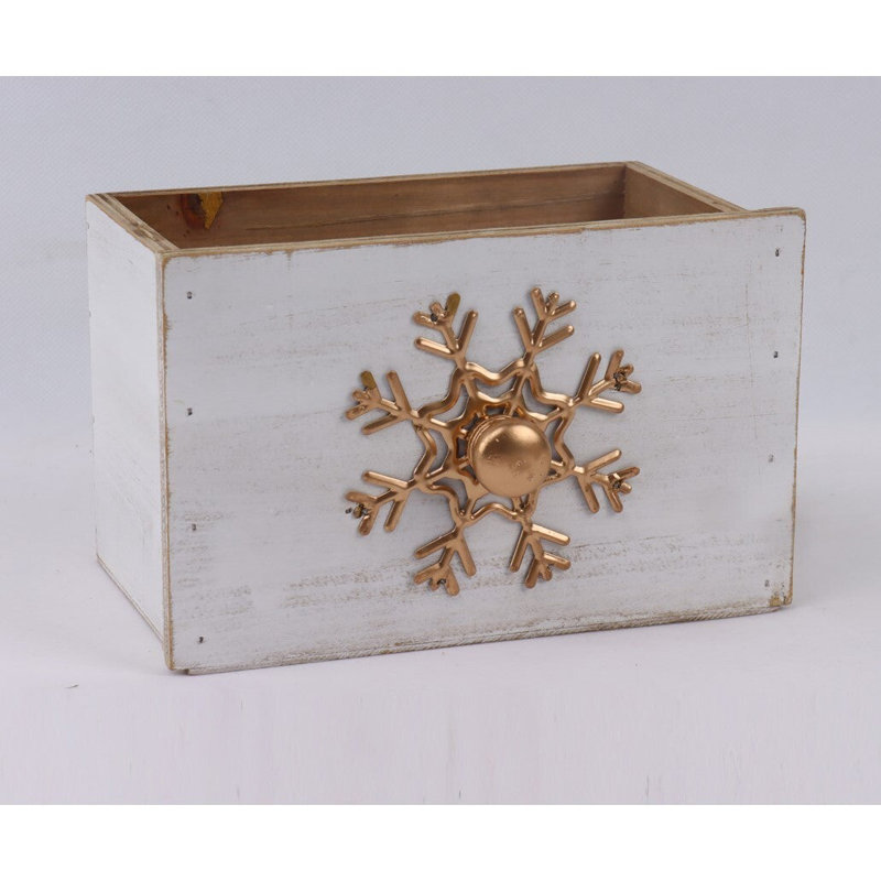 Finition blanchie avec boîte à poignée en flocon de neige dorée