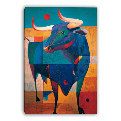 Geometric Bull Study Wrapped Canvas Wall Art