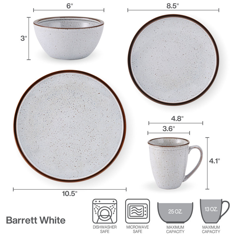 Barrett 16-Piece Stoneware Dinnerware Set, Service for 4