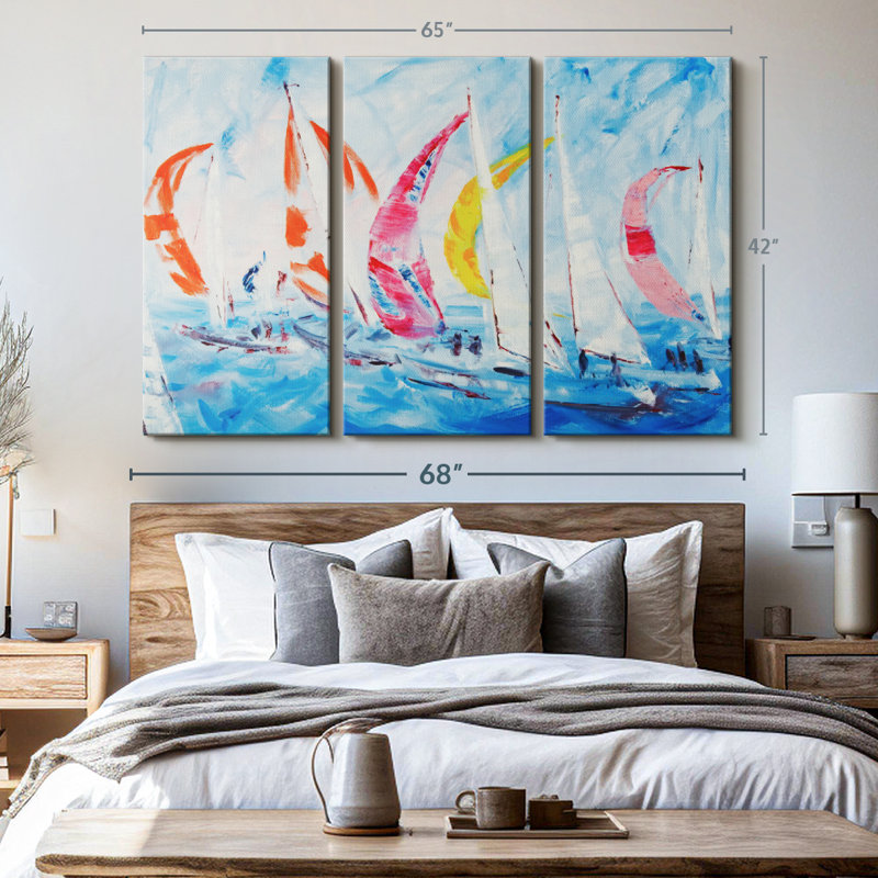 «Voile», 3 pièces sur toile, H 42 po x l 65 po x P 1,25 po