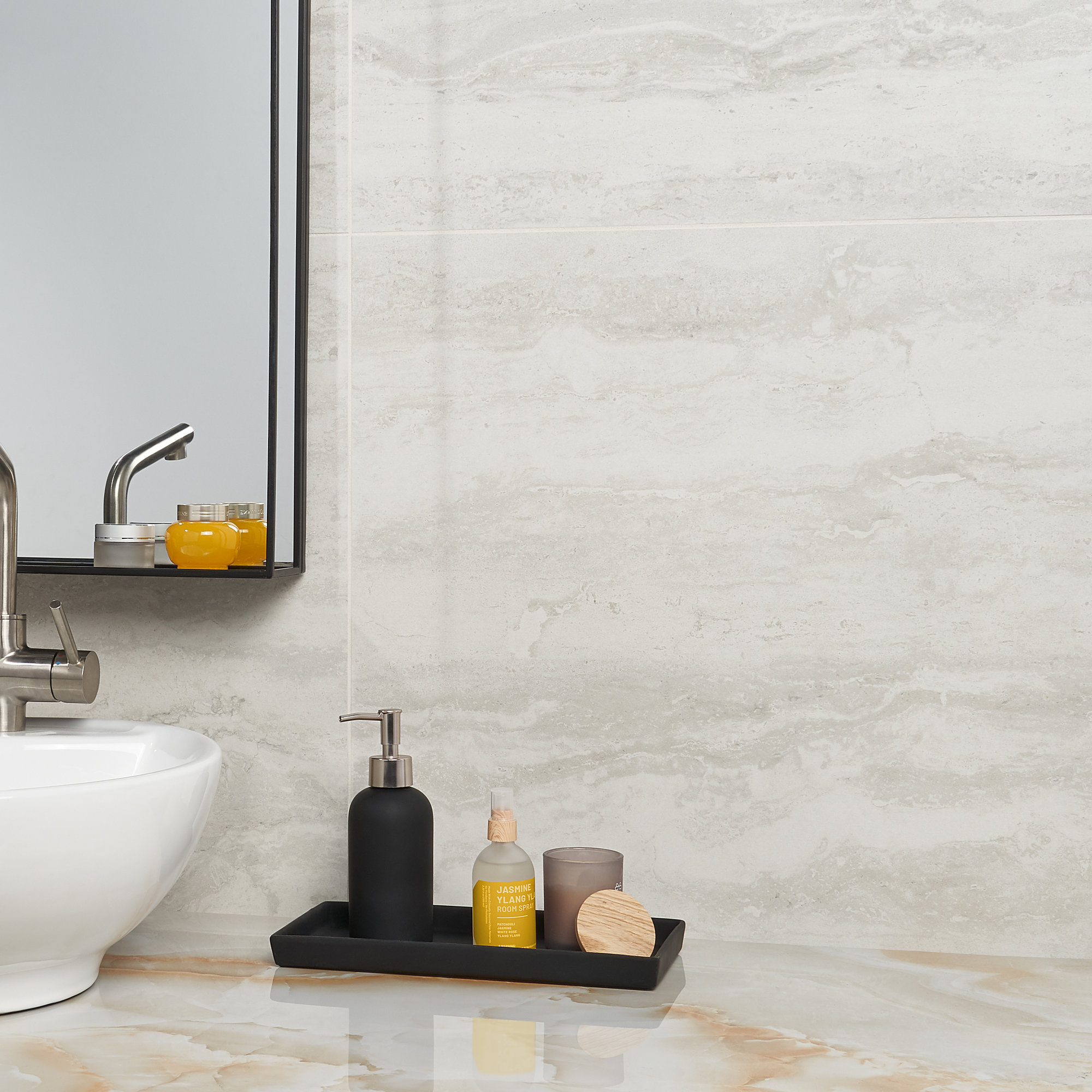 Core Travertine 24" x 48" Porcelain Stone Look Wall & Floor Tile, White