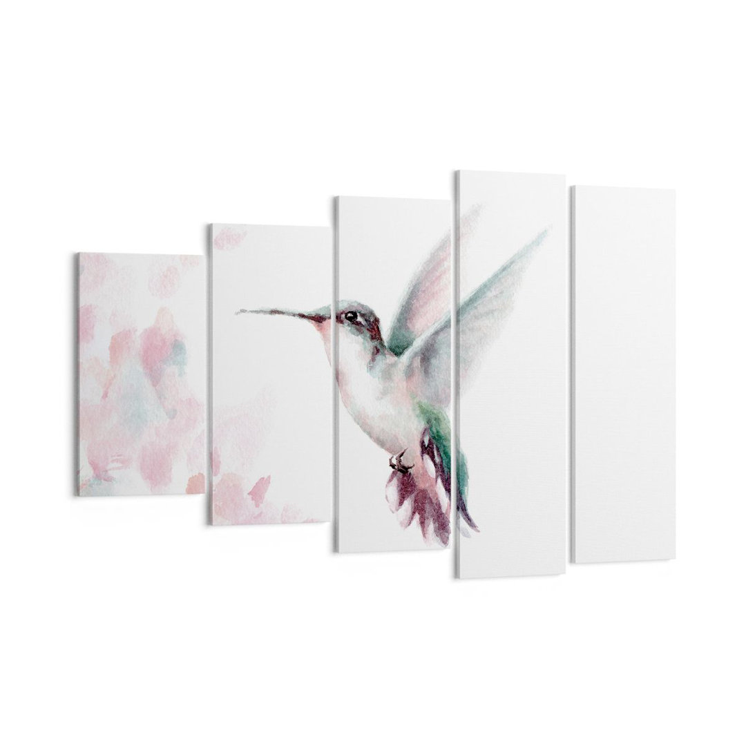 5-tlg. Leinwandbilder-Set Humming-Bird Watercolor Light