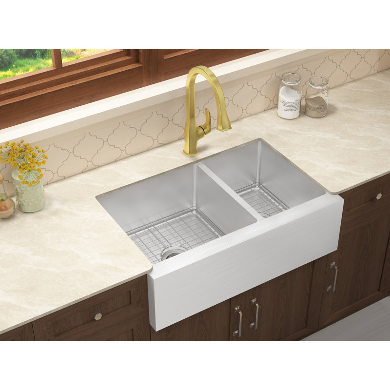 Belleville 33'' L Double Bowl Stainless Steel Kitchen Sink