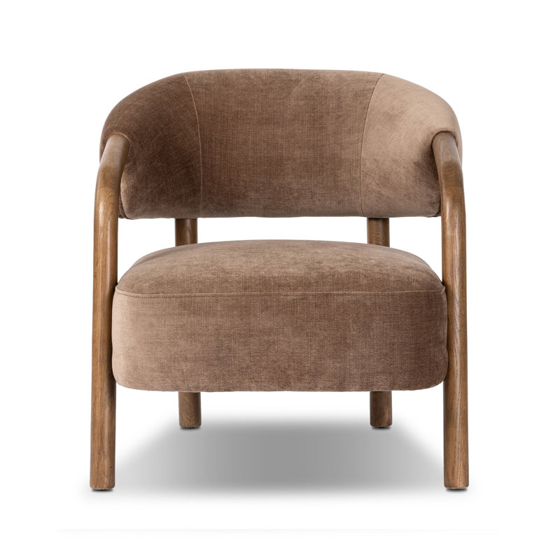 Citrine 29.25" W Armchair, Tan Oak, Altair Mushroom Performance Velvet