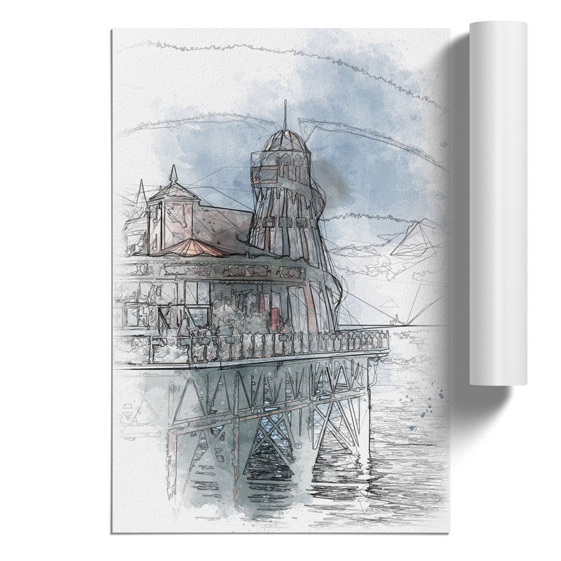 Brighton Pier Sketch - Frameless Print, 42cm H x 30cm W x 0.1cm D