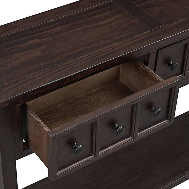 Tarsita Rustic Entryway Console Table Long Sofa Table with Drawers and Bottom Shelf Entryway Table, Espresso