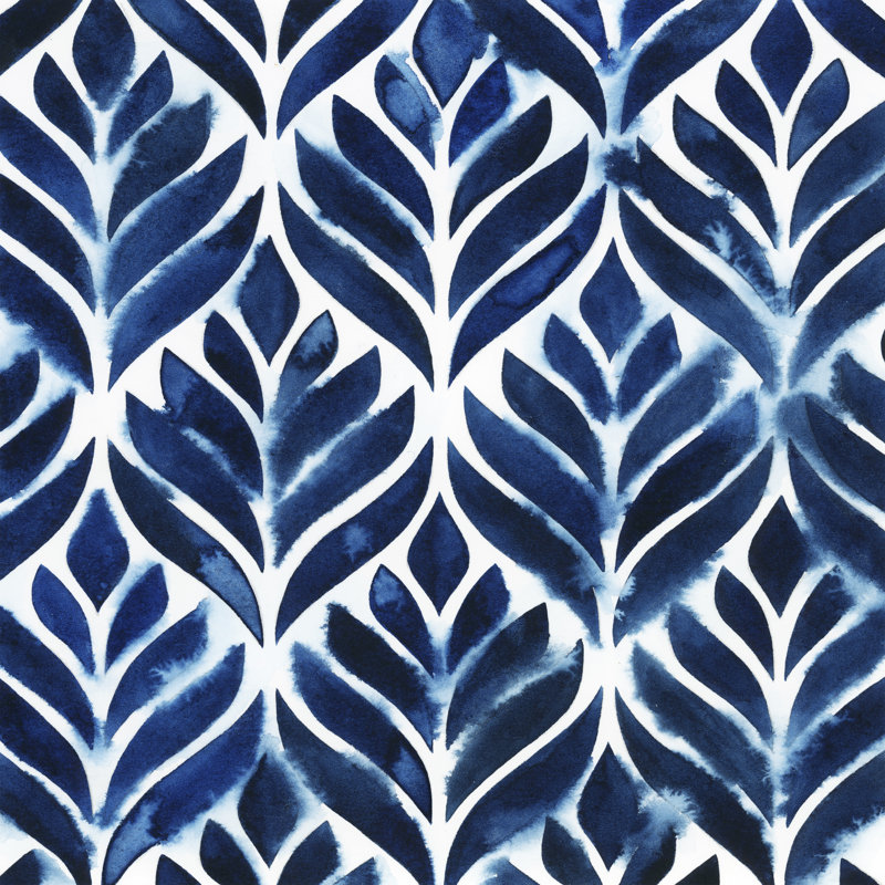 Cobalt Watercolour Tiles IV by Grace Popp - Wrapped Canvas Painting, 91cm H x 91cm W x 3.8cm D
