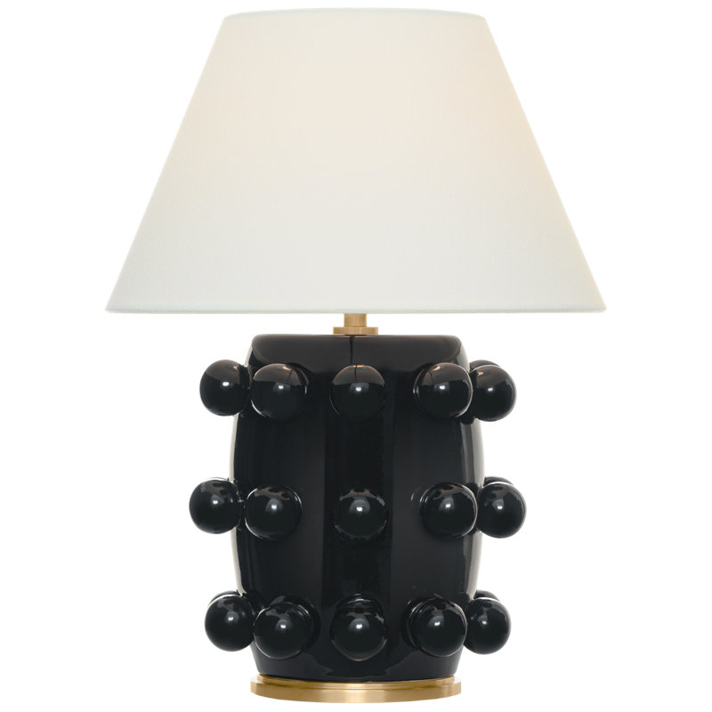 Linden 14" Cordless Table Lamp in Black with Linen Shade