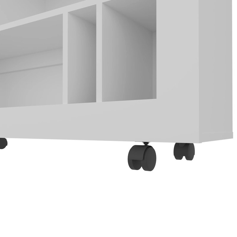 Wengue Console Table in Melamine with Open Storage, White