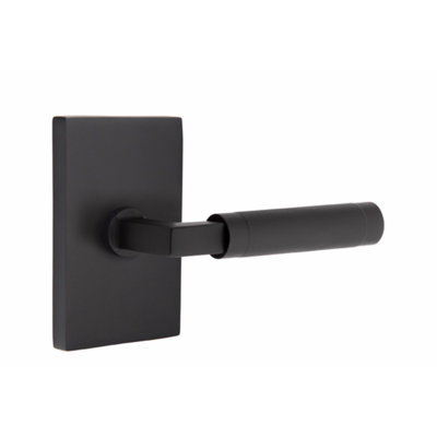 Emtek Dummy Leverset w/ Modern Rectangular Rosette and Select L-Square Knurled Lever