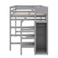 Lit mezzanine double avec garde-robe de rangement-389097639