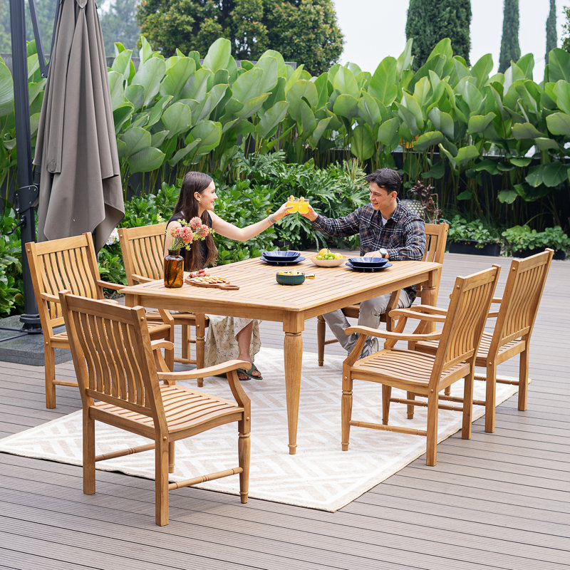 Morrison Teak Outdoor Dining Set, 6