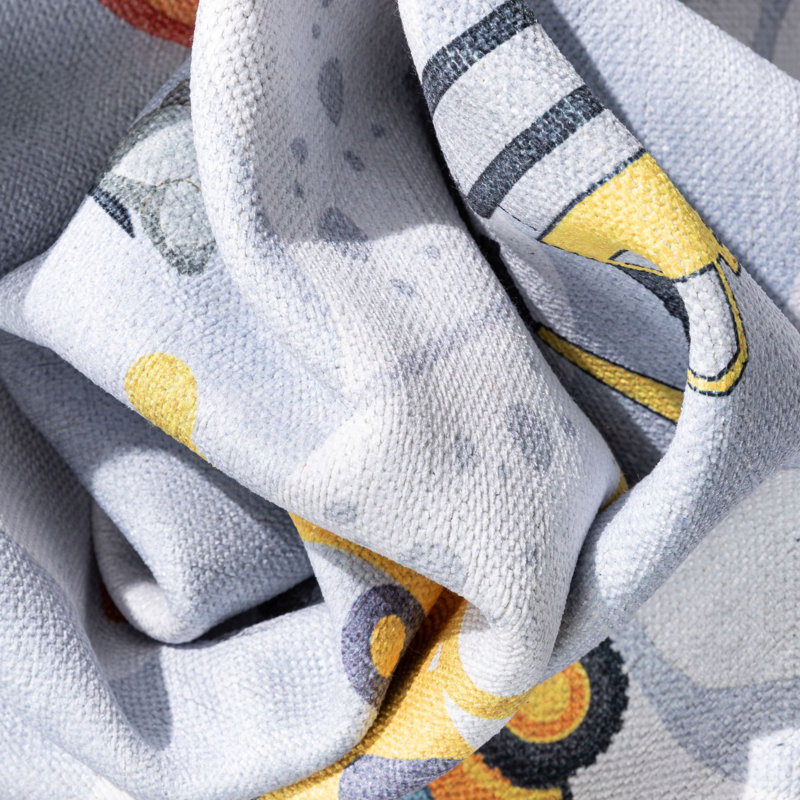 Gray Synthetic Chenille Kids Construction Playmat Rug 5' x 7'