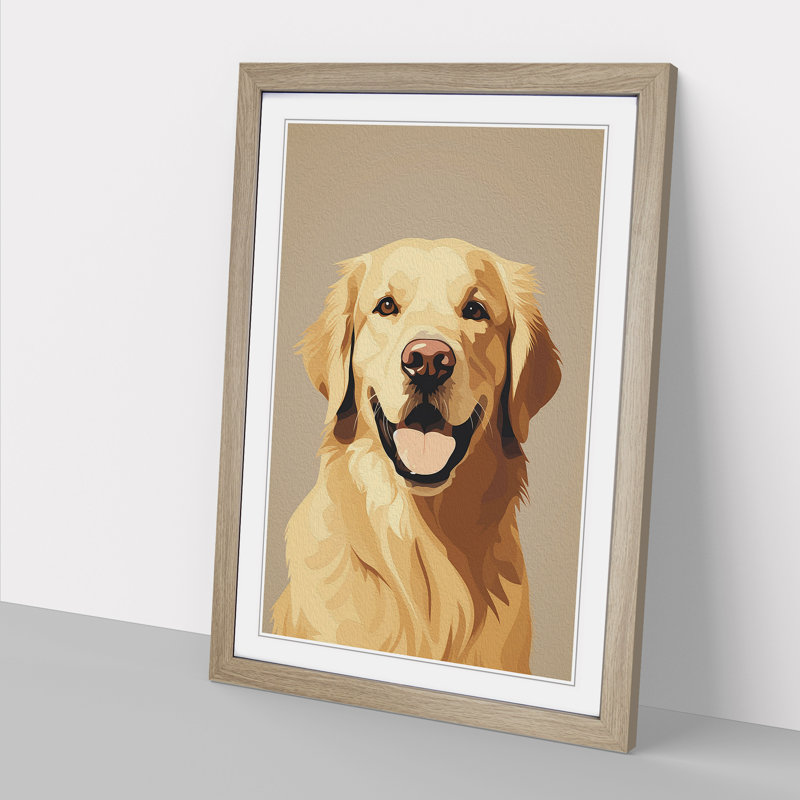 Golden Retriever Minimalism - Framed Print