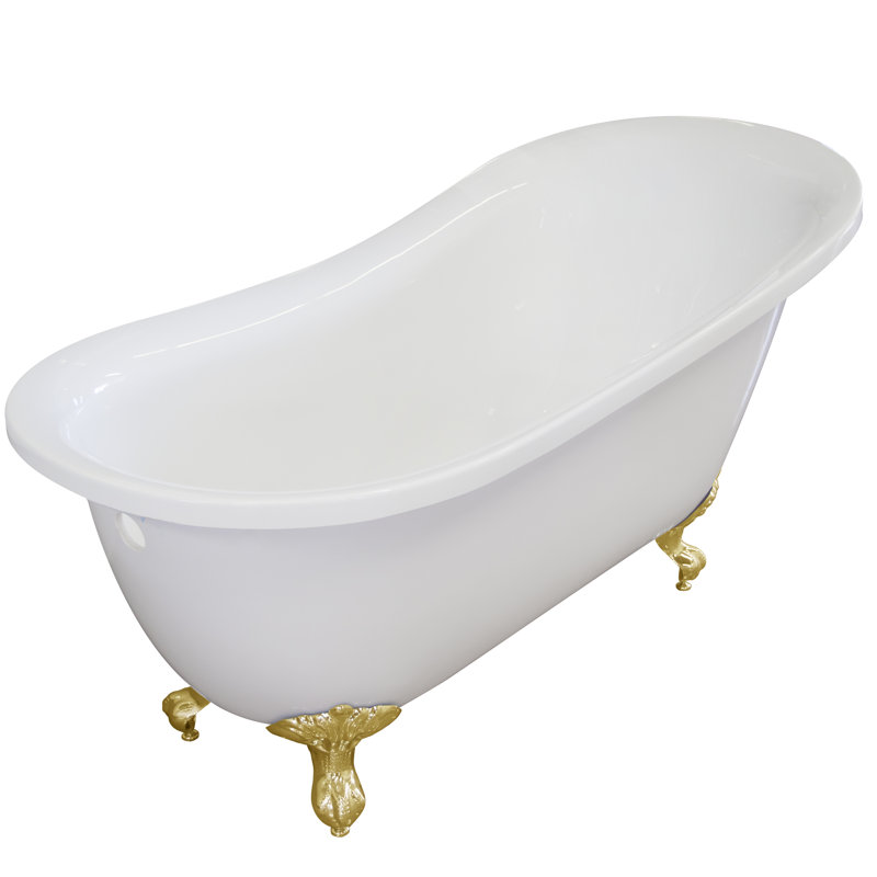66.5'' x 30'' Freestanding Soaking Acrylic Bathtub, Gold