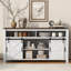 Buffet avec porte de grange coulissante, panneaux en filet et rangement ouvert-53315181