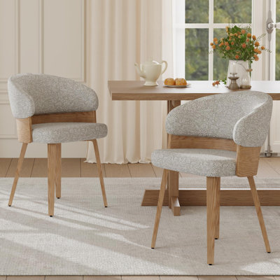 Chaise de salle à manger rembourrée moderne à oreilles avec pieds en bois massif