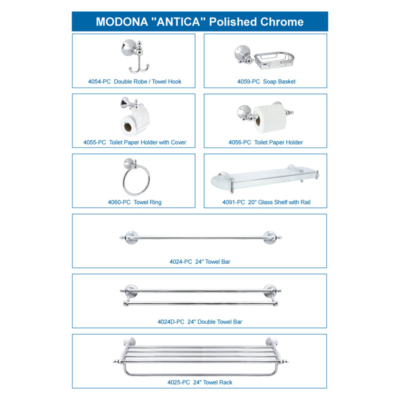 Thoren 4 - Piece Bathroom Hardware Set, Polished Chrome