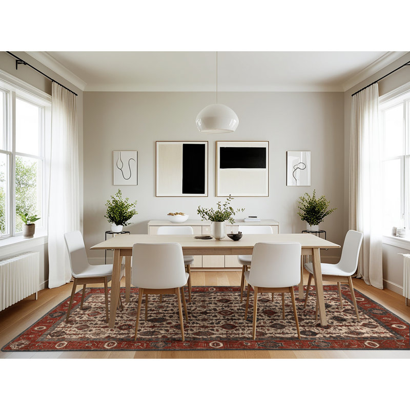 Machine Washable Persian Brown Area Rug, Rectangle 7' x 10'