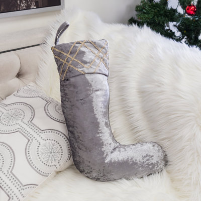 Christmas Sequin Embroidered Velvet Xmas Sock Stocking