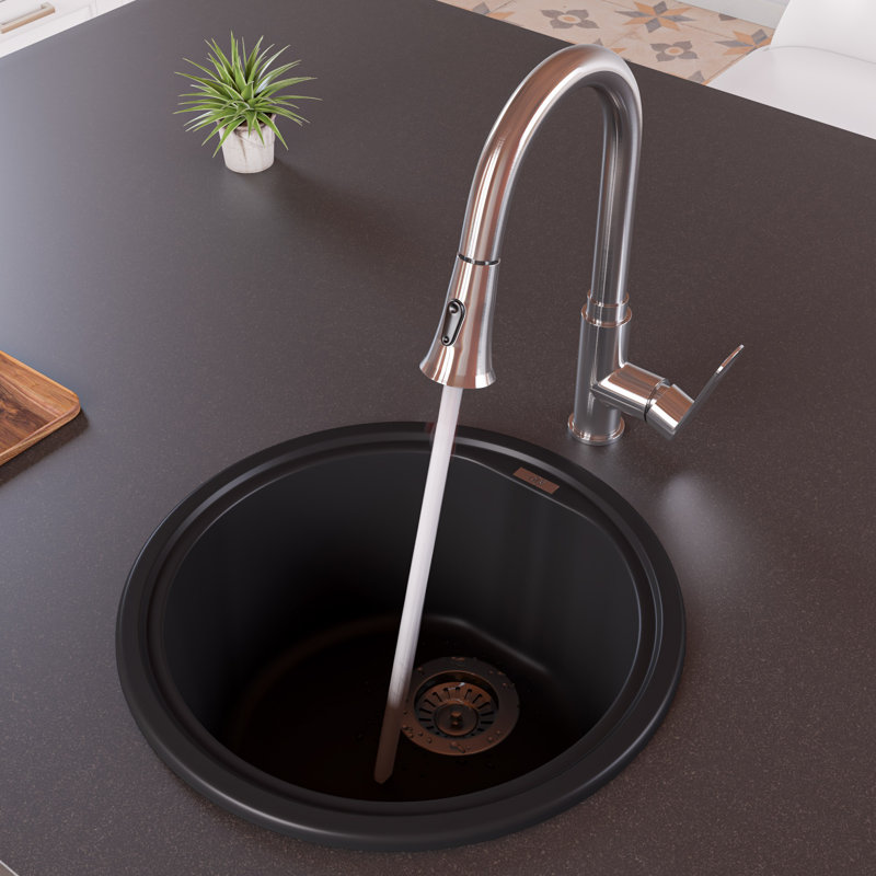 Robinet de cuisine rétractable à poignée simple avec poignées, Nickel brossé