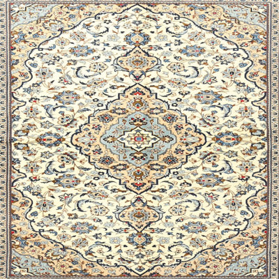 Anissa Oriental Cream/Brown/Blue Area Rug