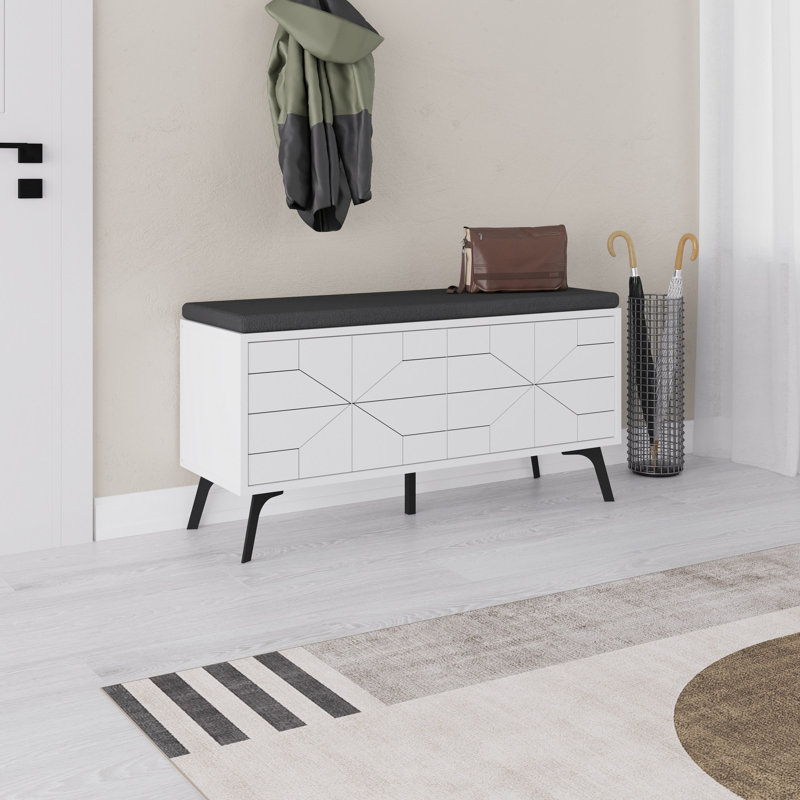 Armoire à chaussures moderne blanche avec charnières à fermeture douce, 42,1 po x 21,7 po x 13,8 po | 100% panneau de particules enduit de mélamine, tissu 100% polyester | Pieds en métal, conception robuste, solution de rangement élégante pour l'entrée et le couloir
