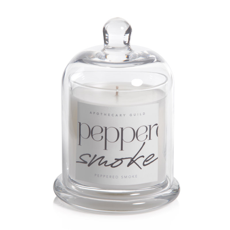 Black Peppered Smoke Scented Candle Jar with Glass Dome