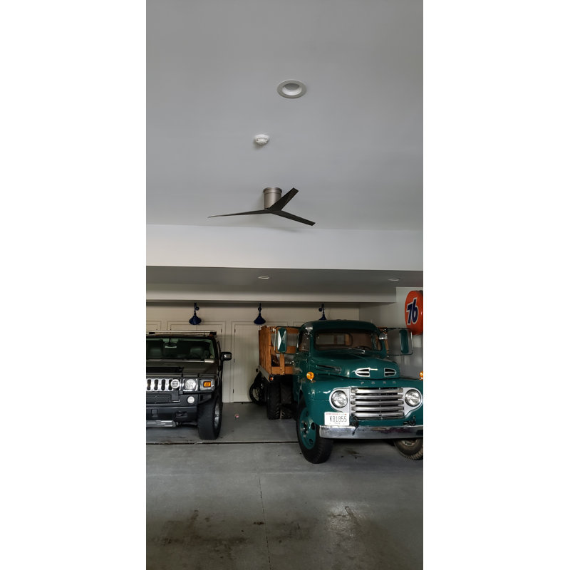 Ventilateur de plafond 3 pales 56 "avec télécommande, Noir mat, Nickel brossé