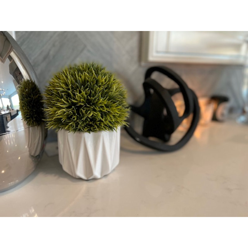 9'' Faux Grass in Ceramic Pot