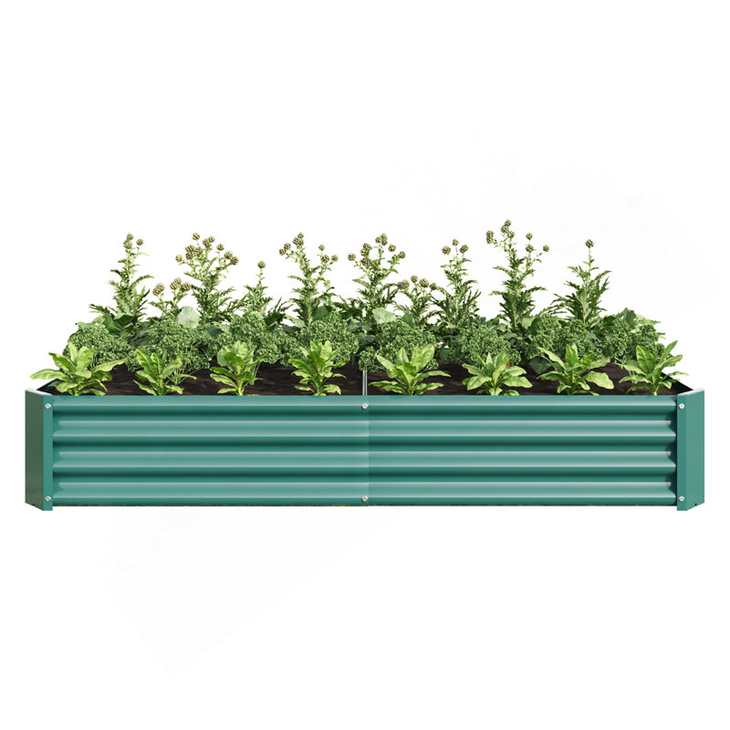 Raised Garden Bed Outdoor, 6×3×1Ft , Metal Raised  Rectangle Planter Beds For Plants, Vegetables, And Flowers - Green, Green