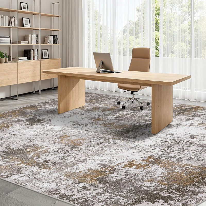 Modern Abstract Rug – Washable, Non-Slip for Hallways, Kitchen, Bathroom, Laundry Room, Rectangle 9' x 12'
