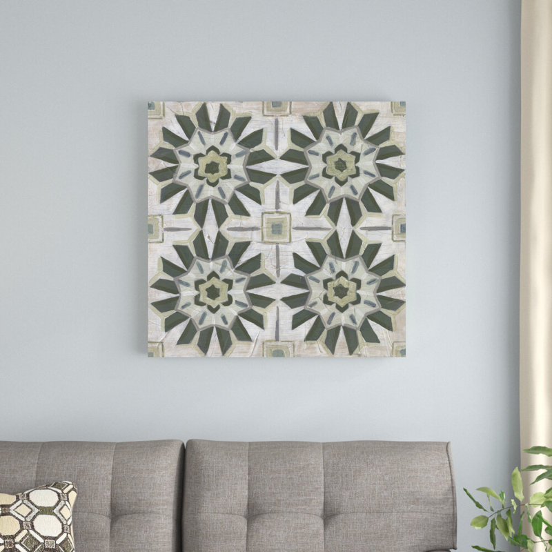 «Vintage Verdigris Tile III» par June Erica Vess, reproduction d'art sur toile tendue, H 30 po x l 30 po