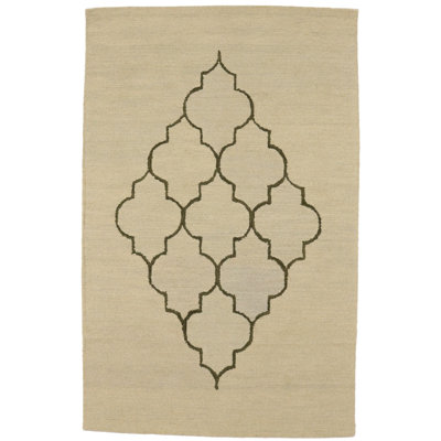 Tapis moderne touffeté à la main rectangulaire à motif treillis crème 5 pi x 8 pi Macclemmy