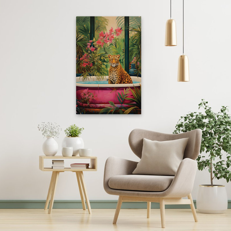 Art de baignoire guépard - Tropical Leopard, H 36 po x l 24 po
