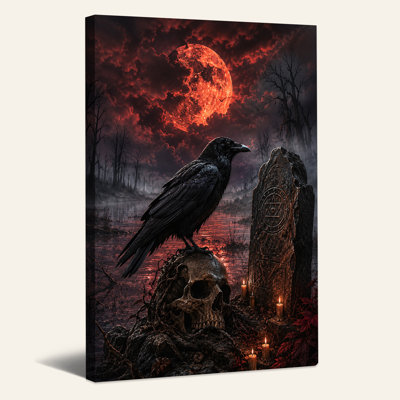 Art gothique sur toile de crâne gothique sous la lune sanglante
