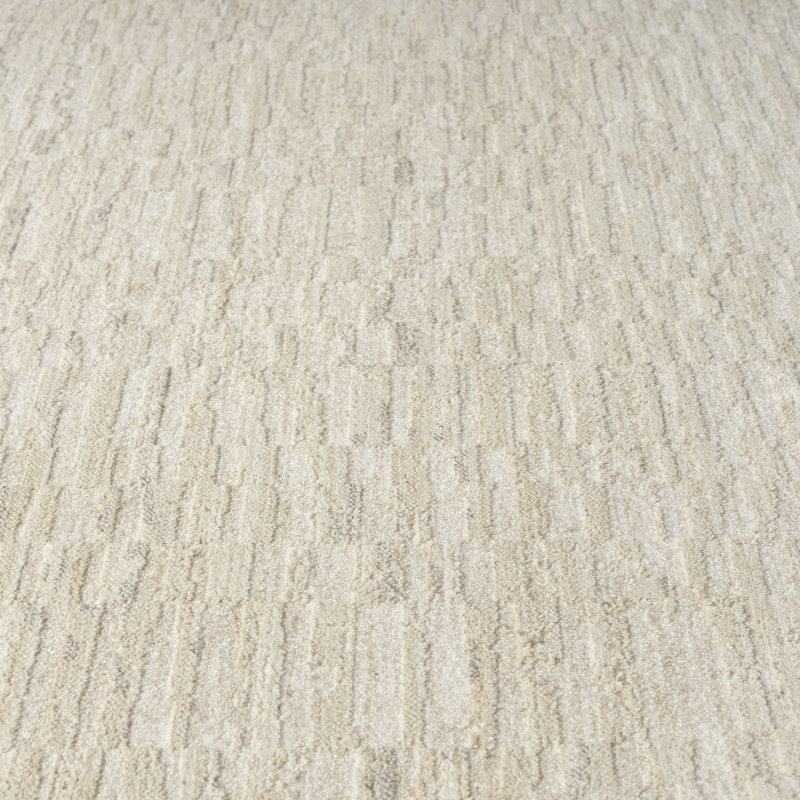 Tapis tissé à la machine crème / beige Farmhouse, Tapis de couloir 2 pi 7 po x 7 pi 10 po