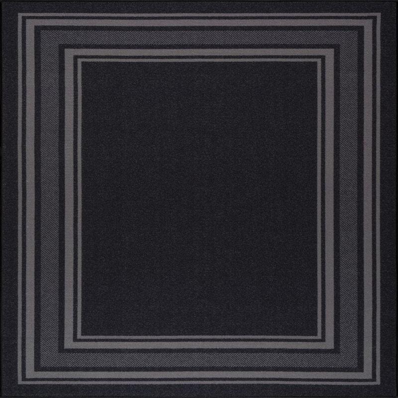 Raceland Black Non-Slip Area Rug, Square 2'7"