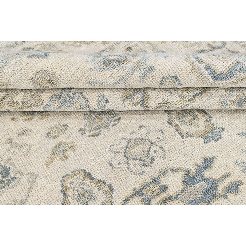 8'10''x11'11'' Hand Knotted Wool Ivory Oushak Transitional Rug