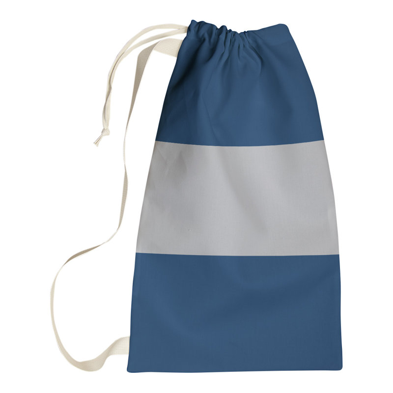Fabric Laundry Bag with Handles, Large ( 36" x 28" x 1.5"), Navy Blue/Cool Gray/Navy Blue