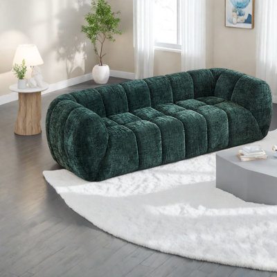Modern Chenille Sofa, Comfortable Deep-seat Quilted Design For Home And Apartments