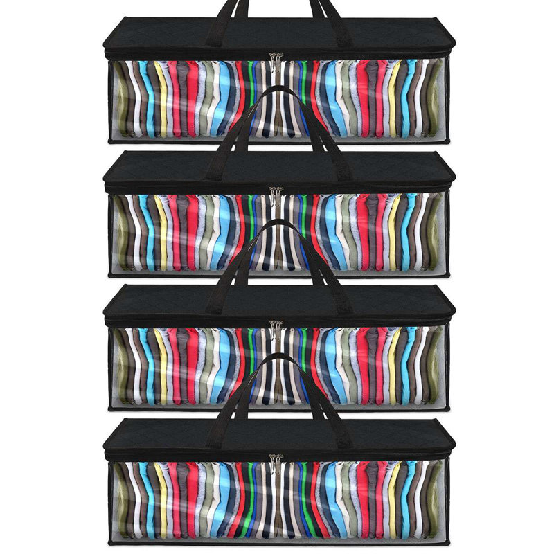 4 Pack Hat Storage Bag for Baseball Cap Organizer Clear Hat Case with Carrying Handles and Zippered, Black
