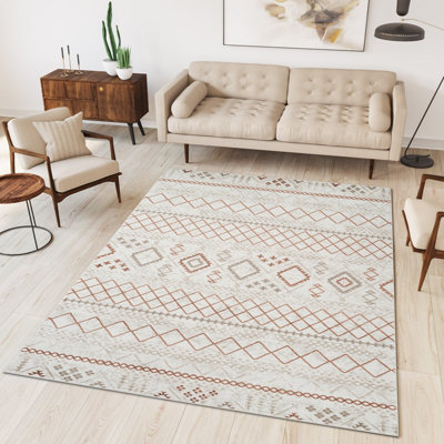 Absecon Modern Bohemian Geometric Area Rug | Soft Polyester Indoor Accent Rug for Living Room, Bedroom, Dining Room & Office