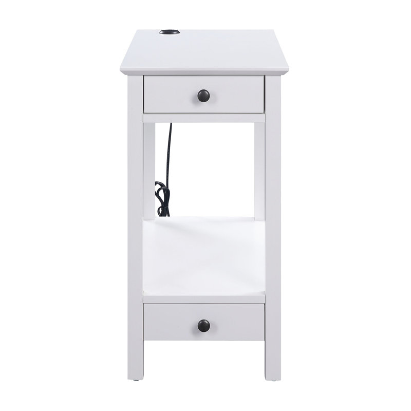 White Living Room Table With , 2 Drawers & Open Compartment For Organization Enabled Accent Organized Storage Solution