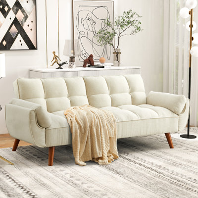 Kazal 75.39" Full / Double Wide Upholstered Split Tufted Back Convertible Sofa