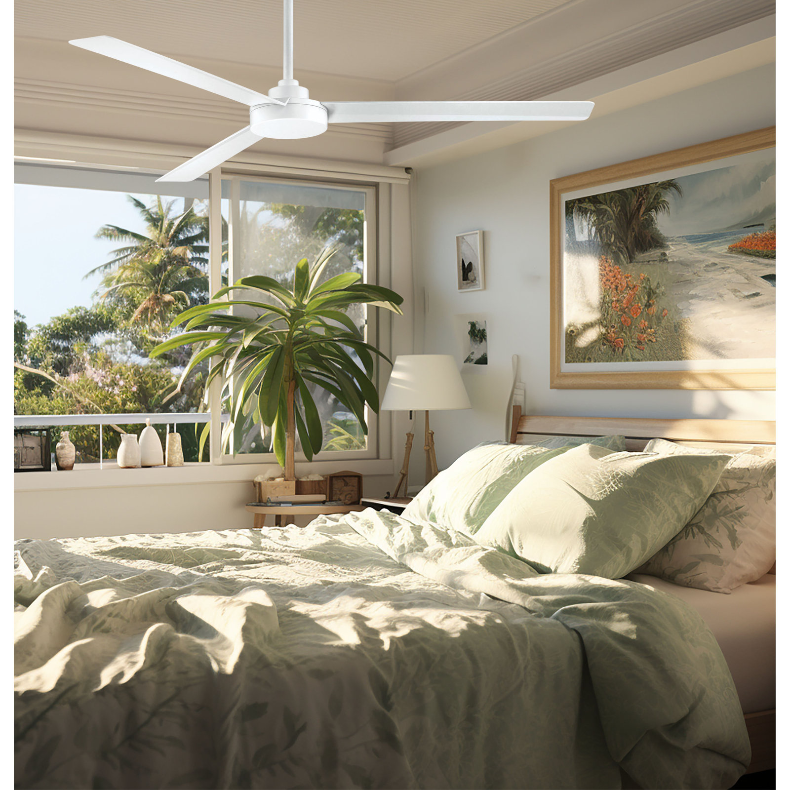 Roto 62" Outdoor Ceiling Fan, Flat White