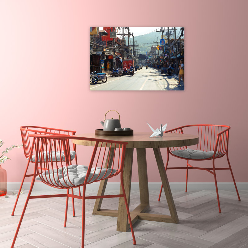 «Bustling City Street Vibrant Abstract Contemporary City Mountain», reproduction d'art murale, H 24 po x l 36 po