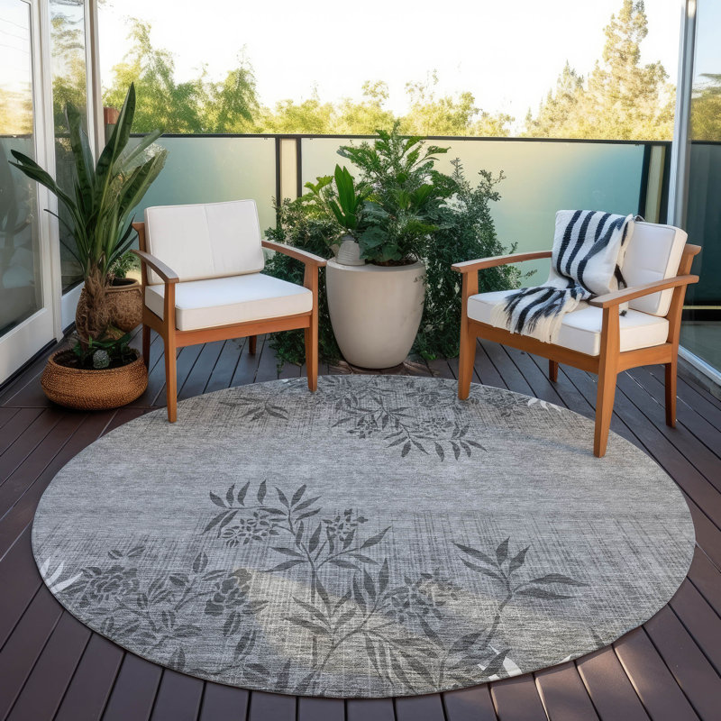Prinston Floral Indoor / Outdoor Rug, Round 8'