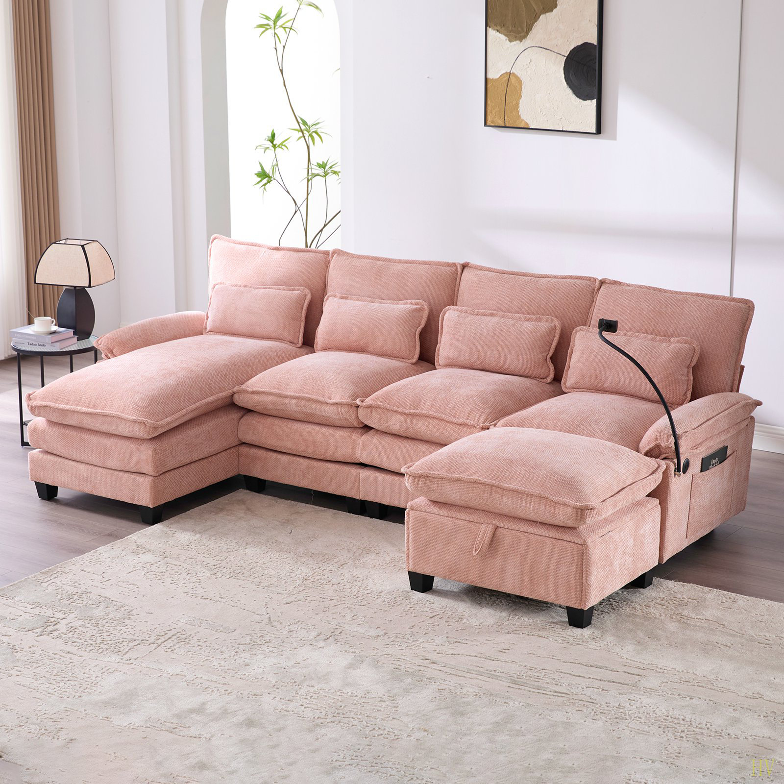 Latitude Run® 106" U Shape Sectional Sofa Cloud Couch For Living Room ...