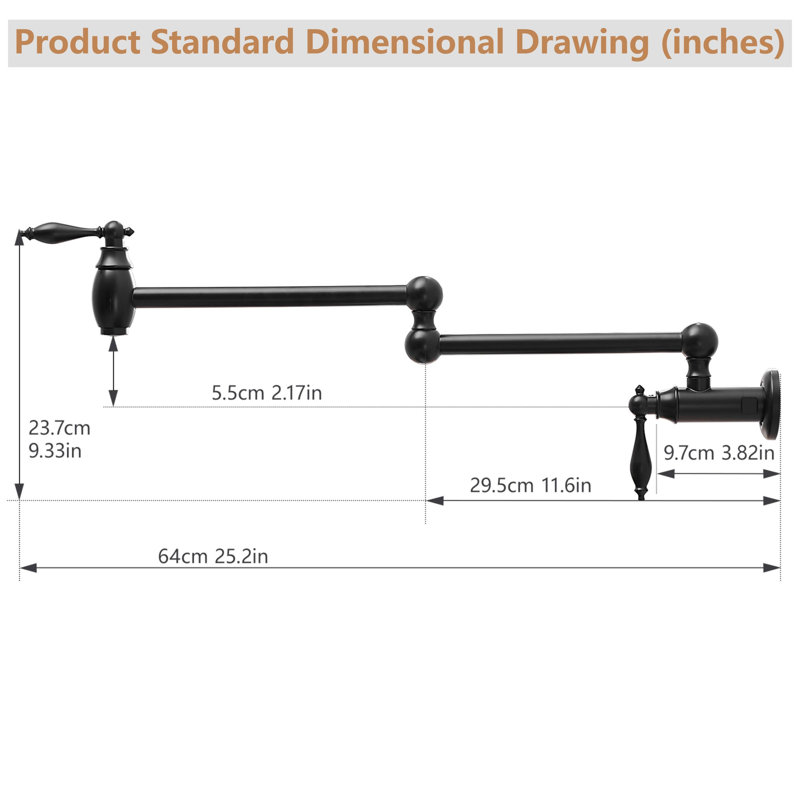 Pot Filler,wall Mount Commercial Pot Filler Faucet,brass Material Kitchen Folding Faucet,coffee Machine Faucet With Stretchable Double Joint Swing Arms,black